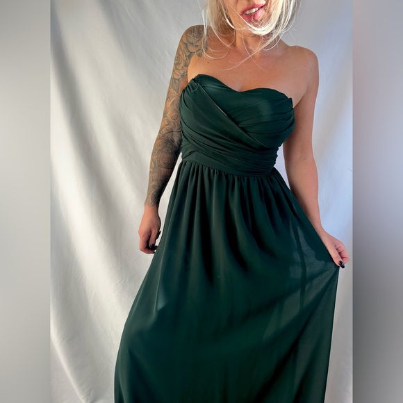 Lulus dark green corset sleeveless maxi dress wedding coctail party - Picture 2 of 5